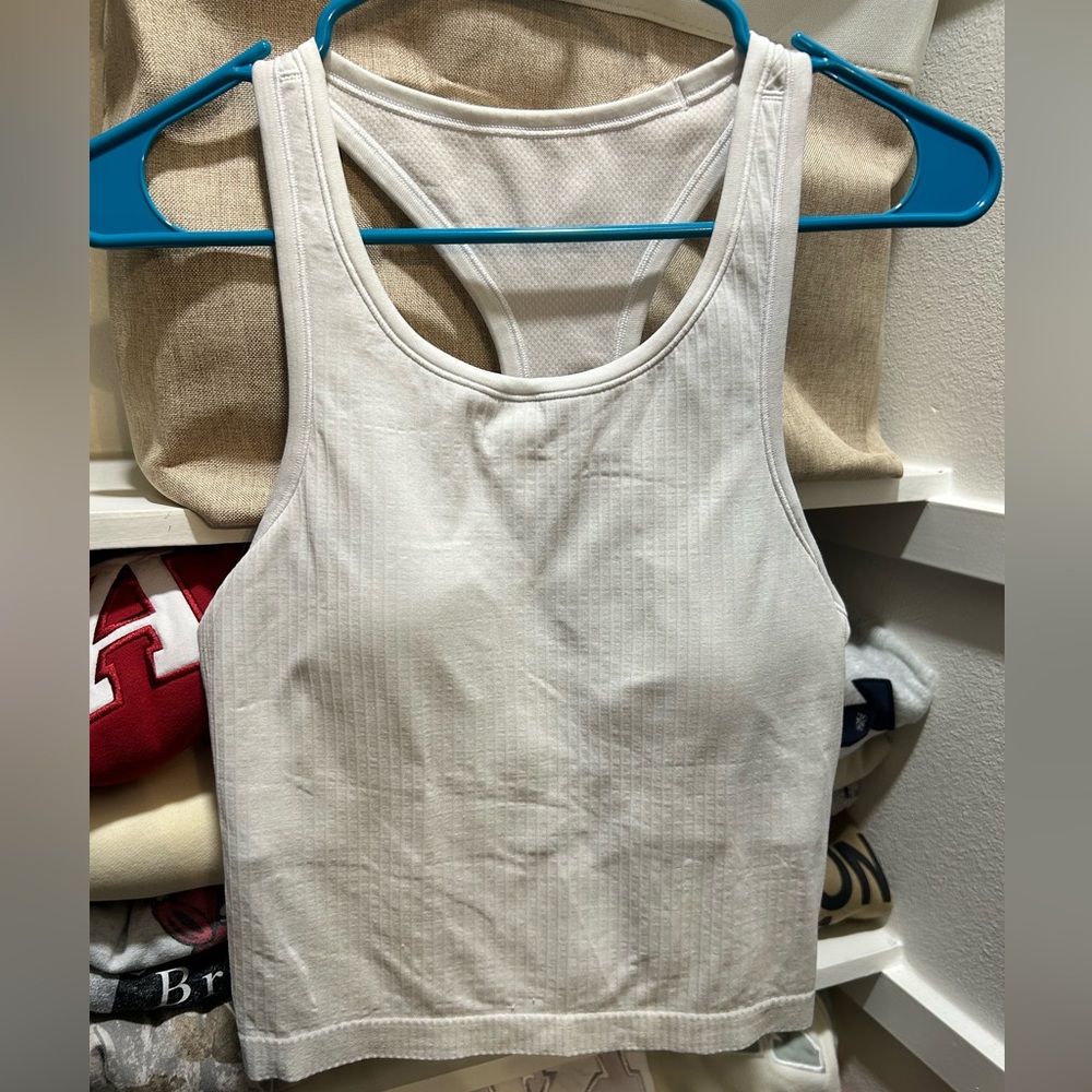 lululemon athletica White Ribbed Racerback Tank Top